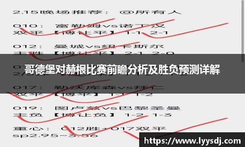 哥德堡对赫根比赛前瞻分析及胜负预测详解